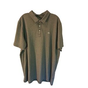 Travis Mathew Golf Polo Tiny Black White Stripe CC logo on sleeve